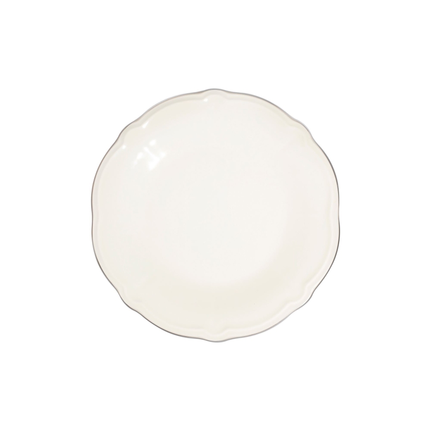 Zestaw obiadowy 24-częściowy, biały/srebrny, porcelanowy