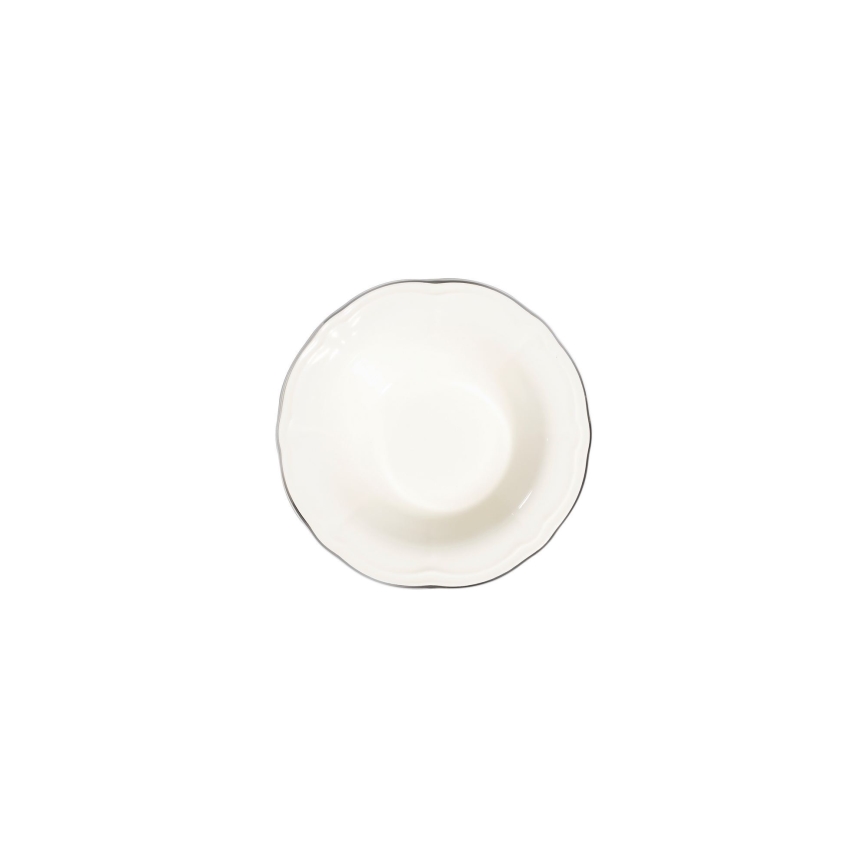 Zestaw obiadowy 24-częściowy, biały/srebrny, porcelanowy