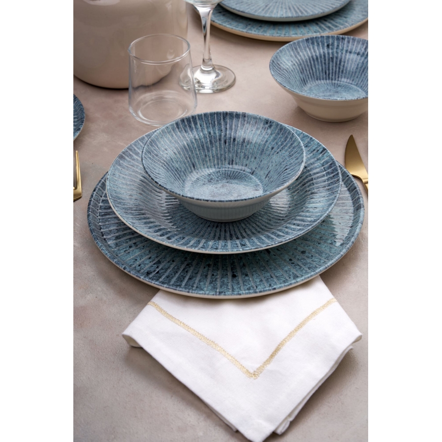 Zestaw obiadowy 24-częściowy, niebieski, ceramiczny