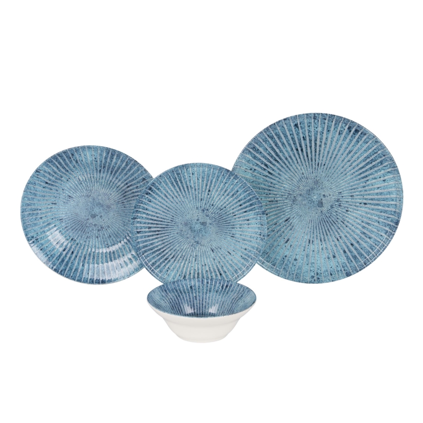 Zestaw obiadowy 24-częściowy, niebieski, ceramiczny