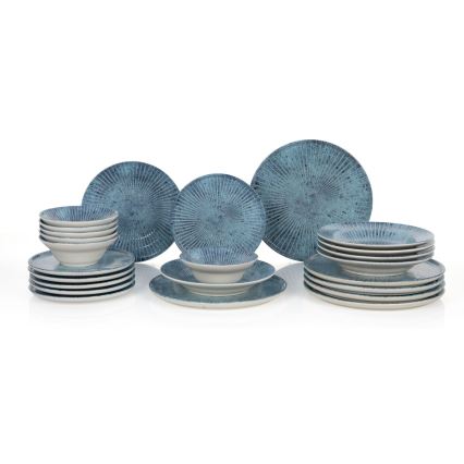 Zestaw obiadowy 24-częściowy, niebieski, ceramiczny