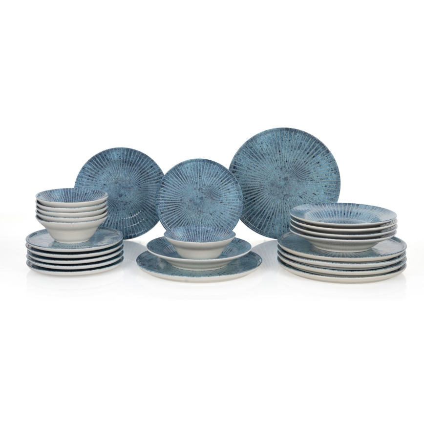 Zestaw obiadowy 24-częściowy, niebieski, ceramiczny