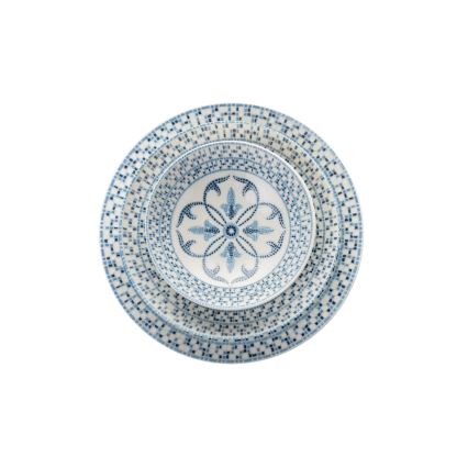 Zestaw obiadowy 24-częściowy niebieski/porcelana