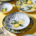 Zestaw obiadowy 24-częściowy, niebieski/żółty/zielony, porcelana