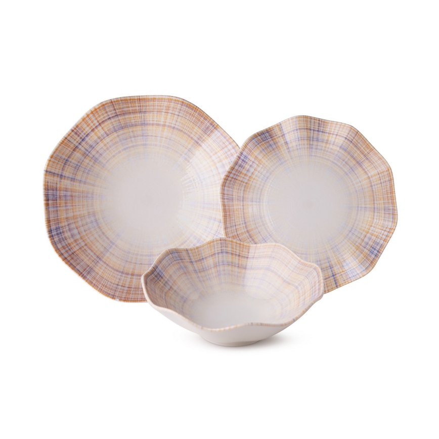 Zestaw obiadowy 24-częściowy, pomarańczowy, porcelana