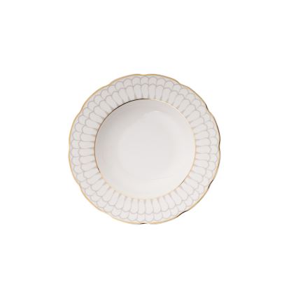 Zestaw obiadowy 24-częściowy, porcelanowy, biały ze złotym wykończeniem