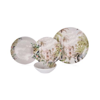 Zestaw obiadowy 24-częściowy, wielobarwny, ceramiczny