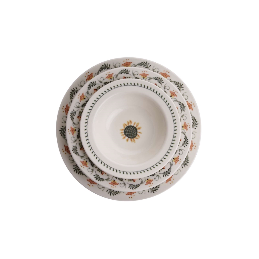 Zestaw obiadowy 24-częściowy, wielobarwny/porcelana