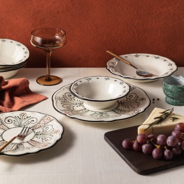 Zestaw obiadowy 24-częściowy, wielobarwny/porcelana