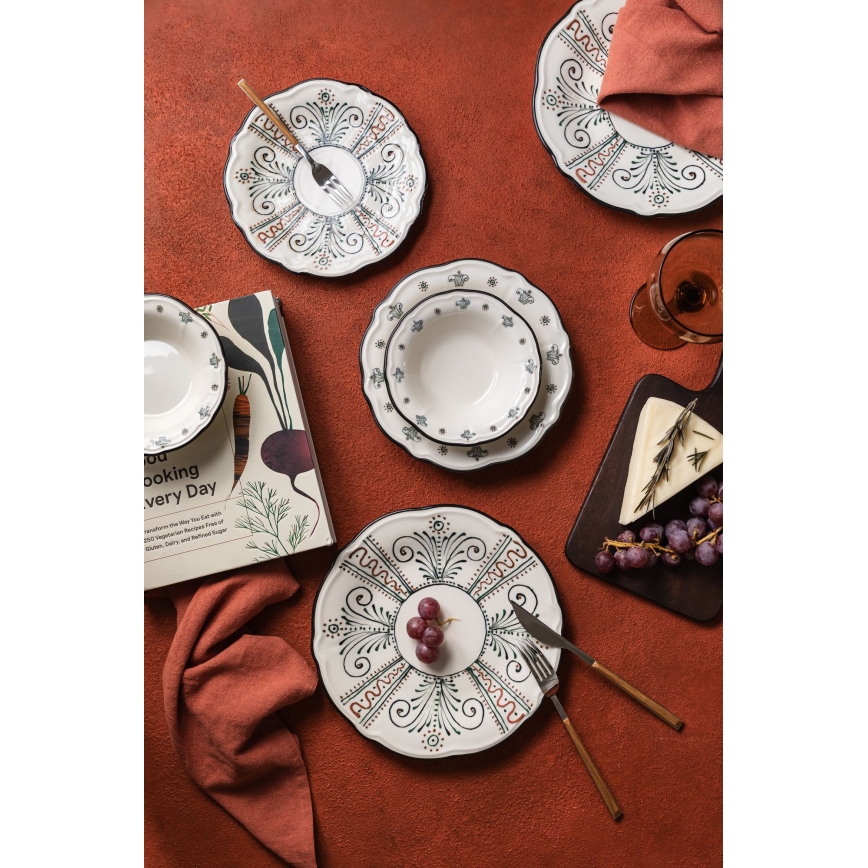 Zestaw obiadowy 24-częściowy, wielobarwny/porcelana