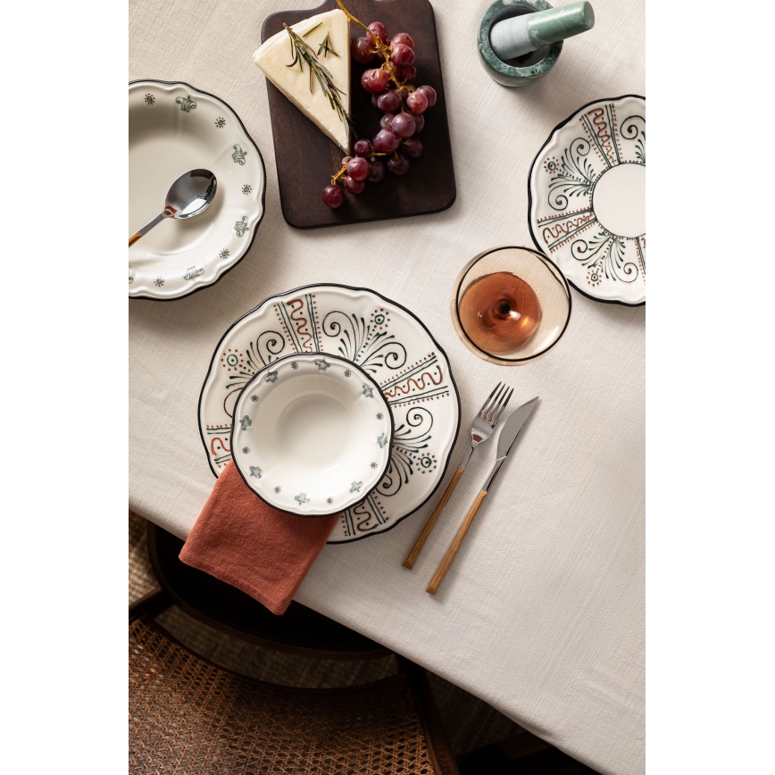 Zestaw obiadowy 24-częściowy, wielobarwny/porcelana