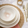 Zestaw obiadowy 24 el. beżowy/porcelana