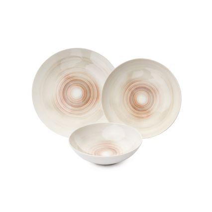 Zestaw obiadowy 24 el. beżowy/porcelana