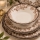 Zestaw obiadowy 24-elementowy, biały/brązowy, porcelana