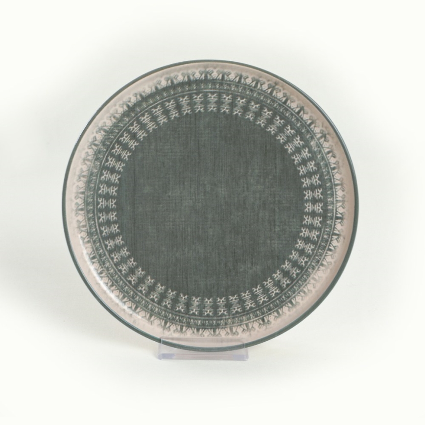 Zestaw obiadowy 24 szt. beżowy/zielony/kamionka