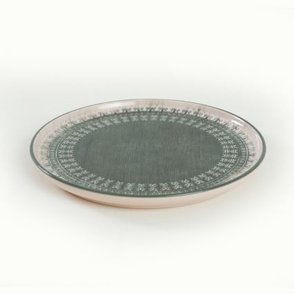 Zestaw obiadowy 24 szt. beżowy/zielony/kamionka