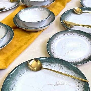 Zestaw obiadowy 24 szt. biały/antracyt/ceramika