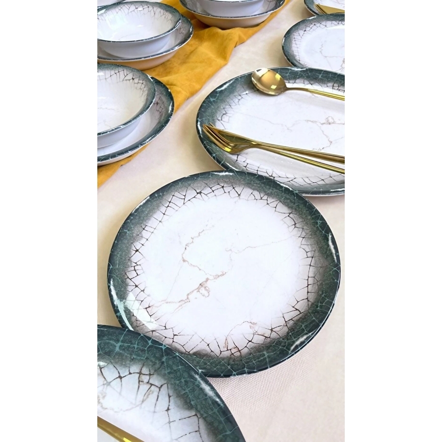 Zestaw obiadowy 24 szt. biały/antracyt/ceramika