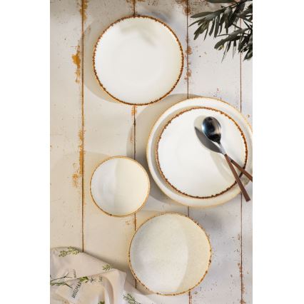 Zestaw obiadowy 24 szt. biały/beżowy/porcelana