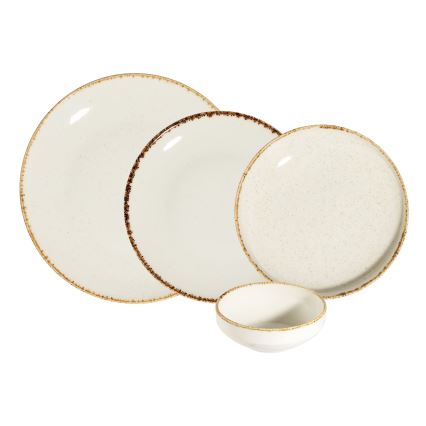 Zestaw obiadowy 24 szt. biały/beżowy/porcelana