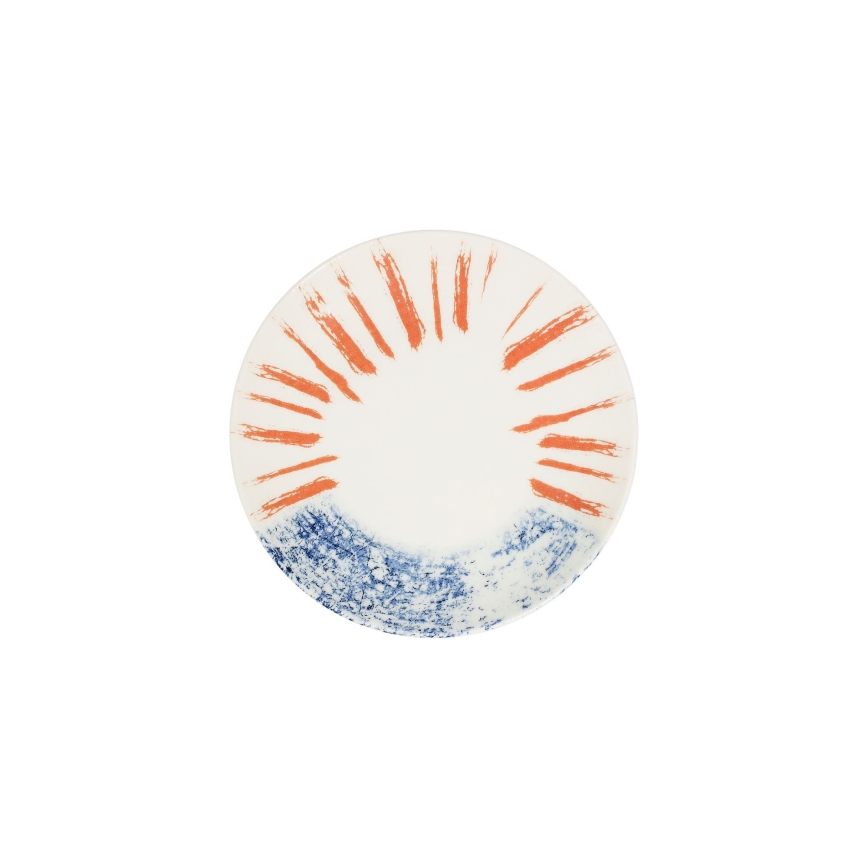 Zestaw obiadowy 24 szt. biały/czerwony/niebieski /porcelana