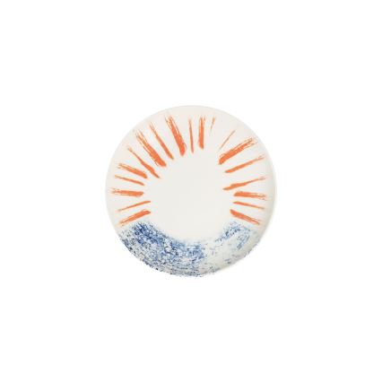 Zestaw obiadowy 24 szt. biały/czerwony/niebieski /porcelana