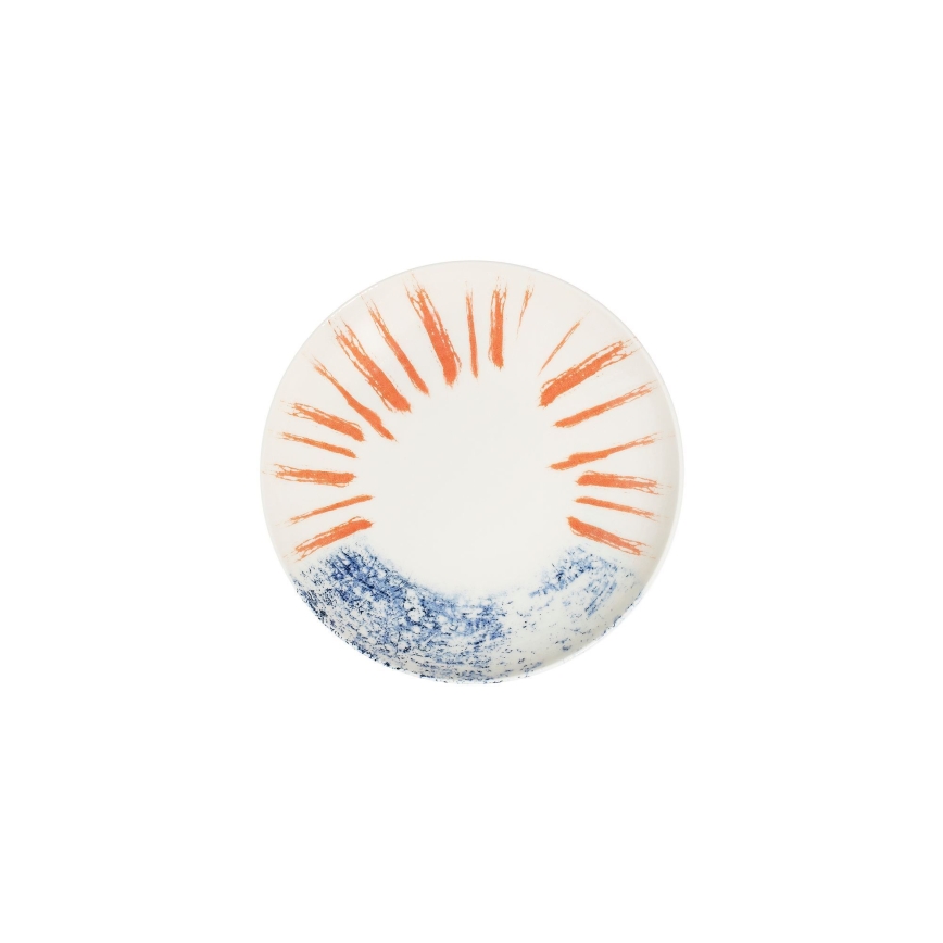 Zestaw obiadowy 24 szt. biały/czerwony/niebieski /porcelana