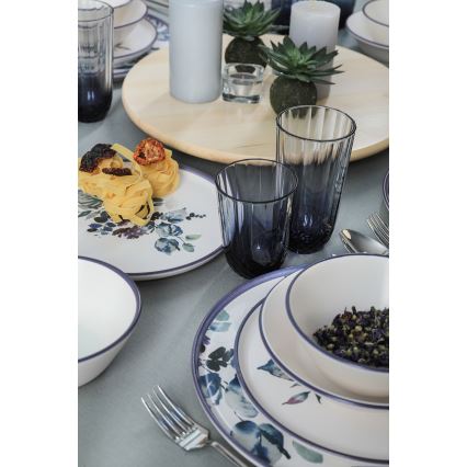 Zestaw obiadowy 24 szt. biały/niebieski/ceramika