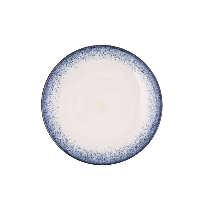 Zestaw obiadowy 24 szt. biały/niebieski/porcelana