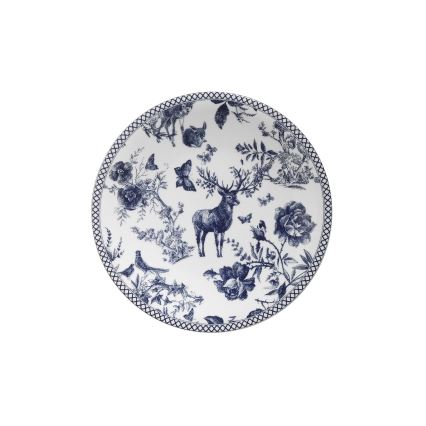 Zestaw obiadowy 24 szt. biały/niebieski/porcelana