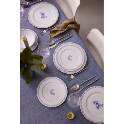 Zestaw obiadowy 24 szt. biały/niebieski/porcelana