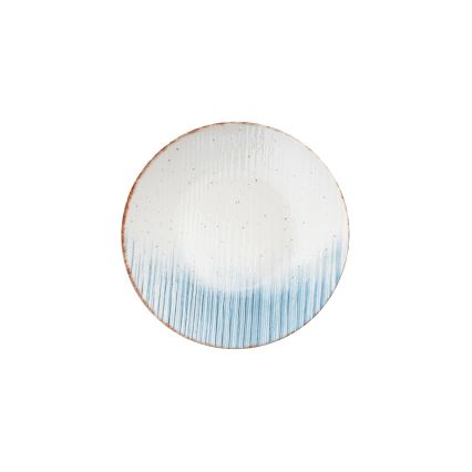 Zestaw obiadowy 24 szt., biały/niebieski, porcelanowy