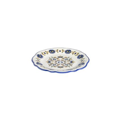 Zestaw obiadowy 24 szt. biały/niebieski/żółty/porcelana