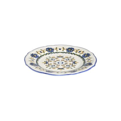 Zestaw obiadowy 24 szt. biały/niebieski/żółty/porcelana