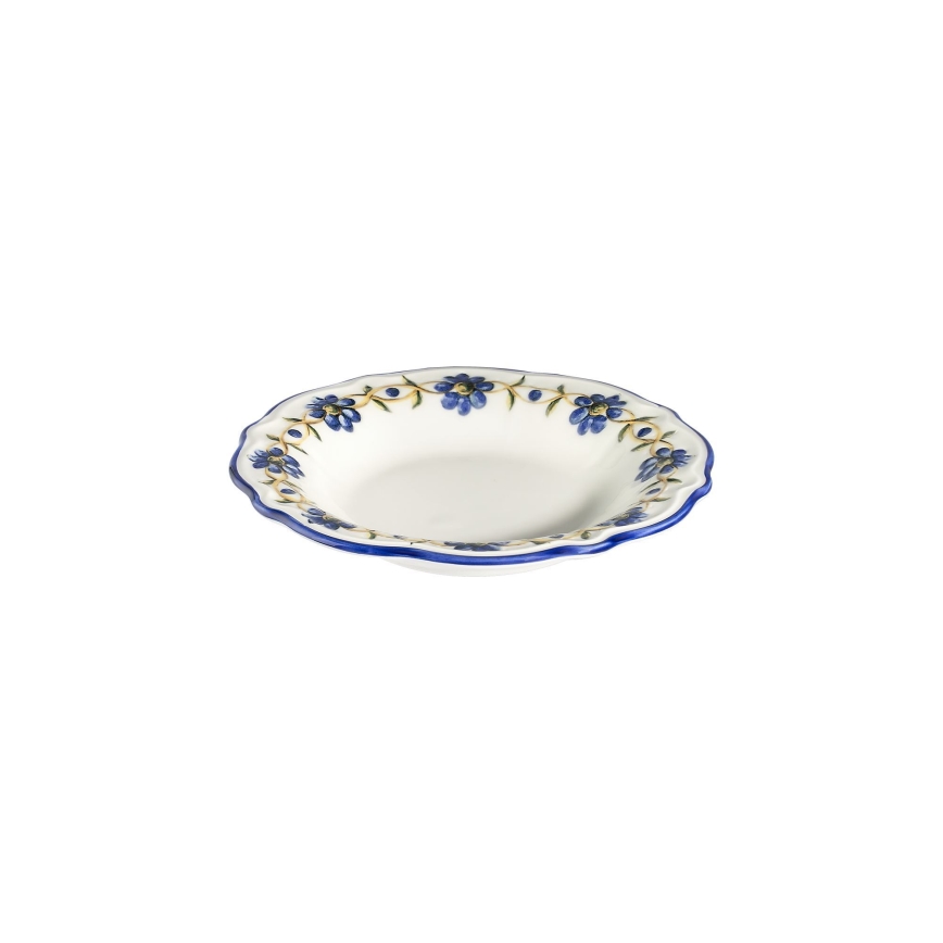 Zestaw obiadowy 24 szt. biały/niebieski/żółty/porcelana