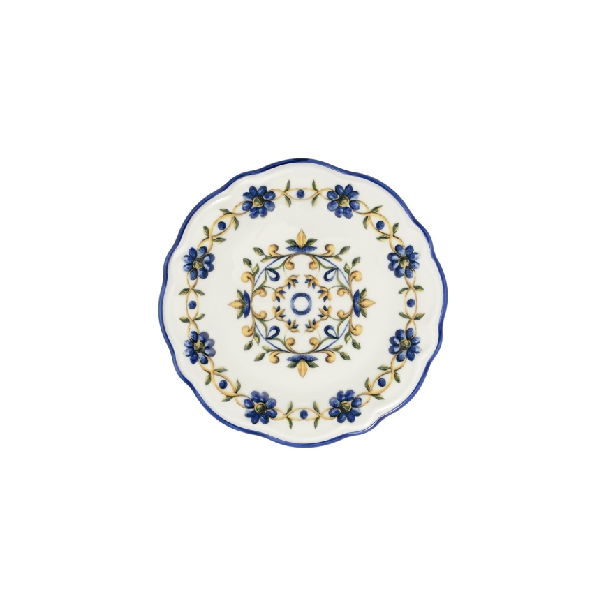 Zestaw obiadowy 24 szt. biały/niebieski/żółty/porcelana