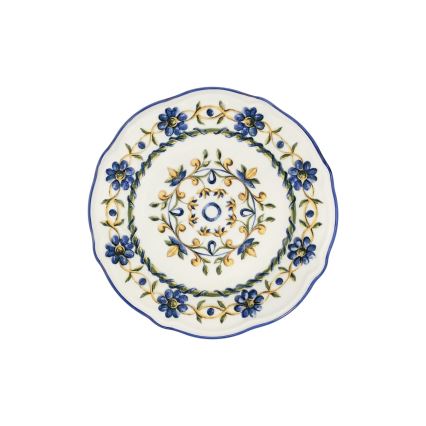 Zestaw obiadowy 24 szt. biały/niebieski/żółty/porcelana