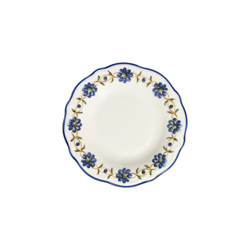 Zestaw obiadowy 24 szt. biały/niebieski/żółty/porcelana