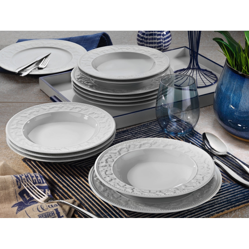 Zestaw obiadowy 24 szt. biały/porcelana