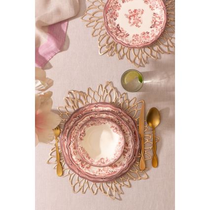 Zestaw obiadowy 24 szt. biały/różowy/porcelana