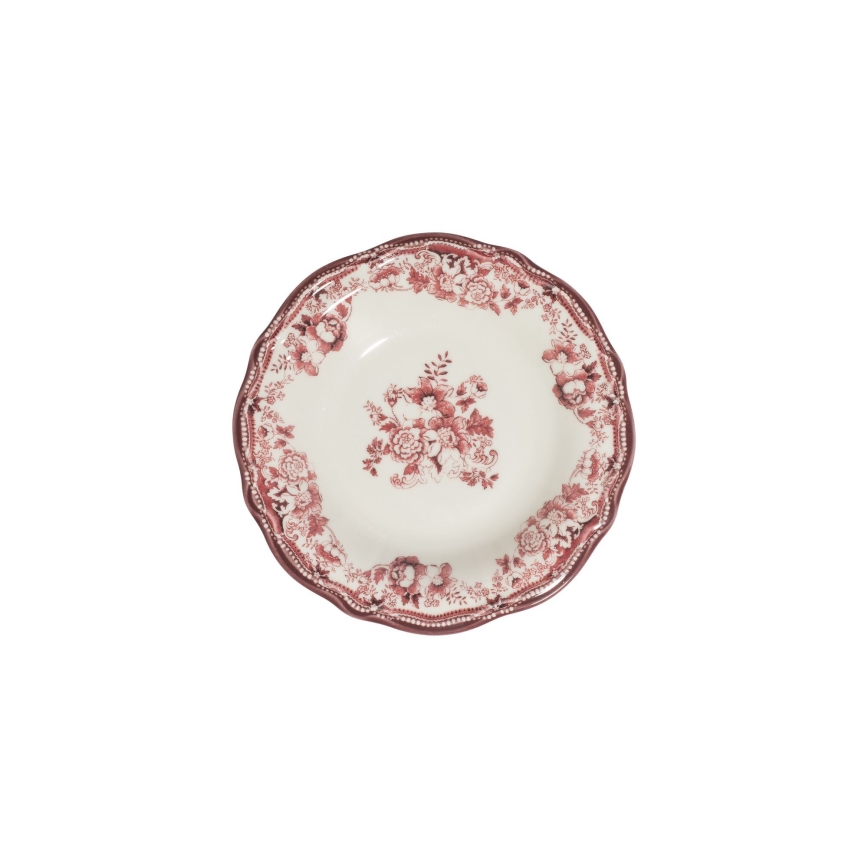 Zestaw obiadowy 24 szt. biały/różowy/porcelana