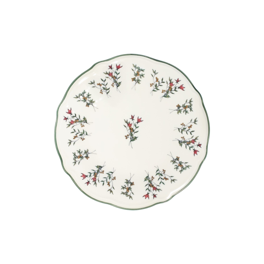 Zestaw obiadowy 24 szt. biały/zielony/czerwony/porcelana