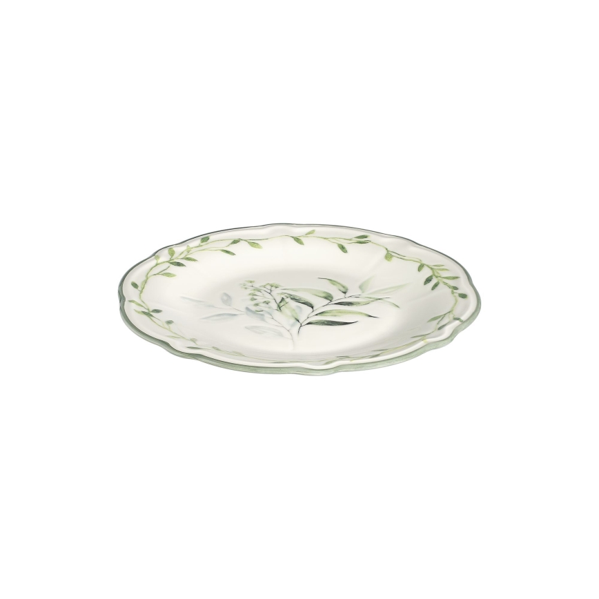 Zestaw obiadowy 24 szt. biały/zielony/porcelana