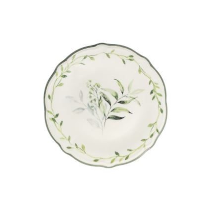 Zestaw obiadowy 24 szt. biały/zielony/porcelana