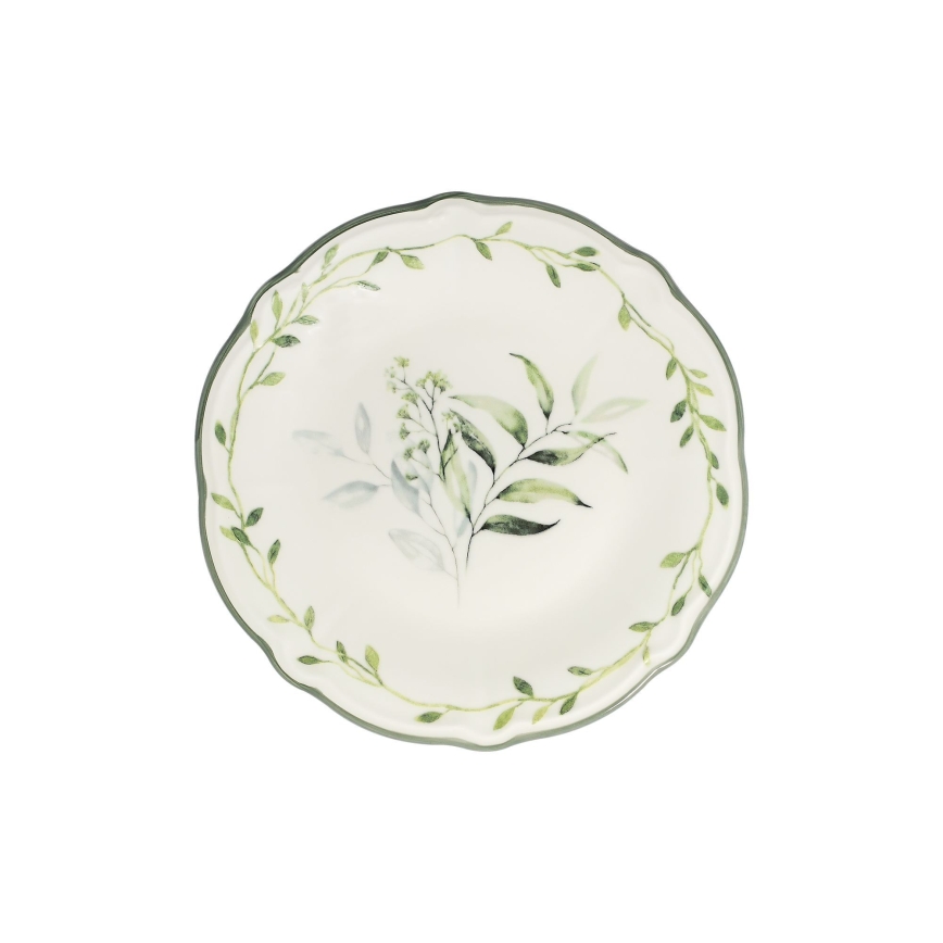 Zestaw obiadowy 24 szt. biały/zielony/porcelana