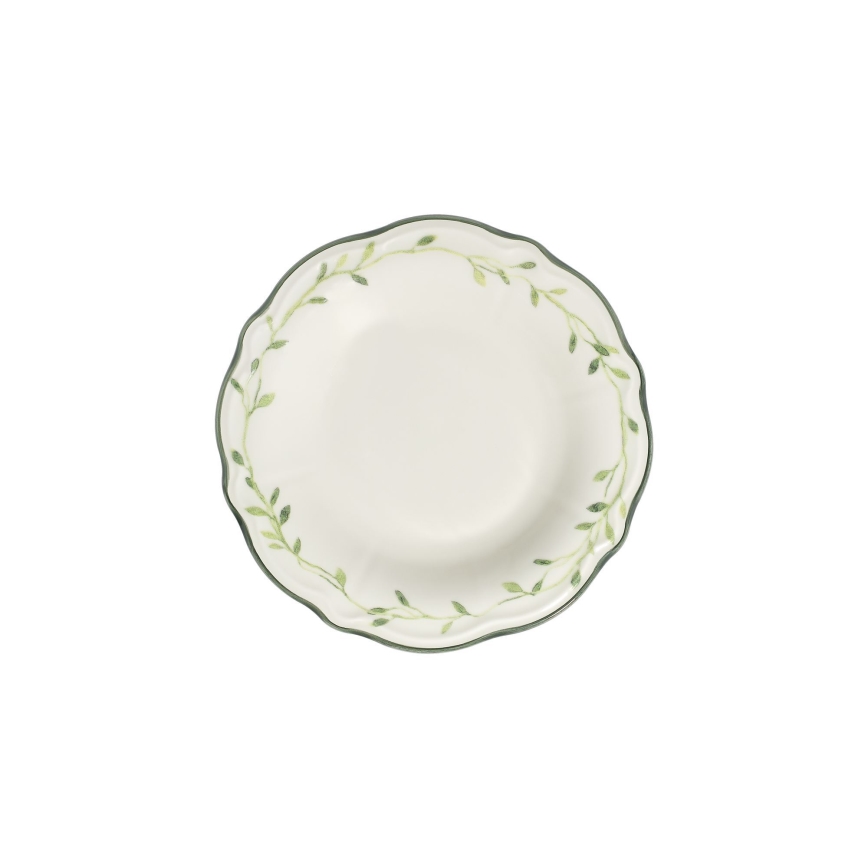 Zestaw obiadowy 24 szt. biały/zielony/porcelana