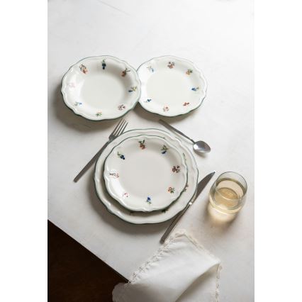 Zestaw obiadowy 24 szt. biały/zielony/porcelana