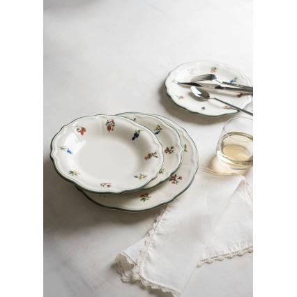 Zestaw obiadowy 24 szt. biały/zielony/porcelana