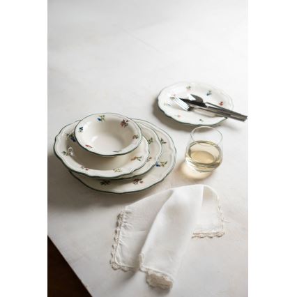 Zestaw obiadowy 24 szt. biały/zielony/porcelana