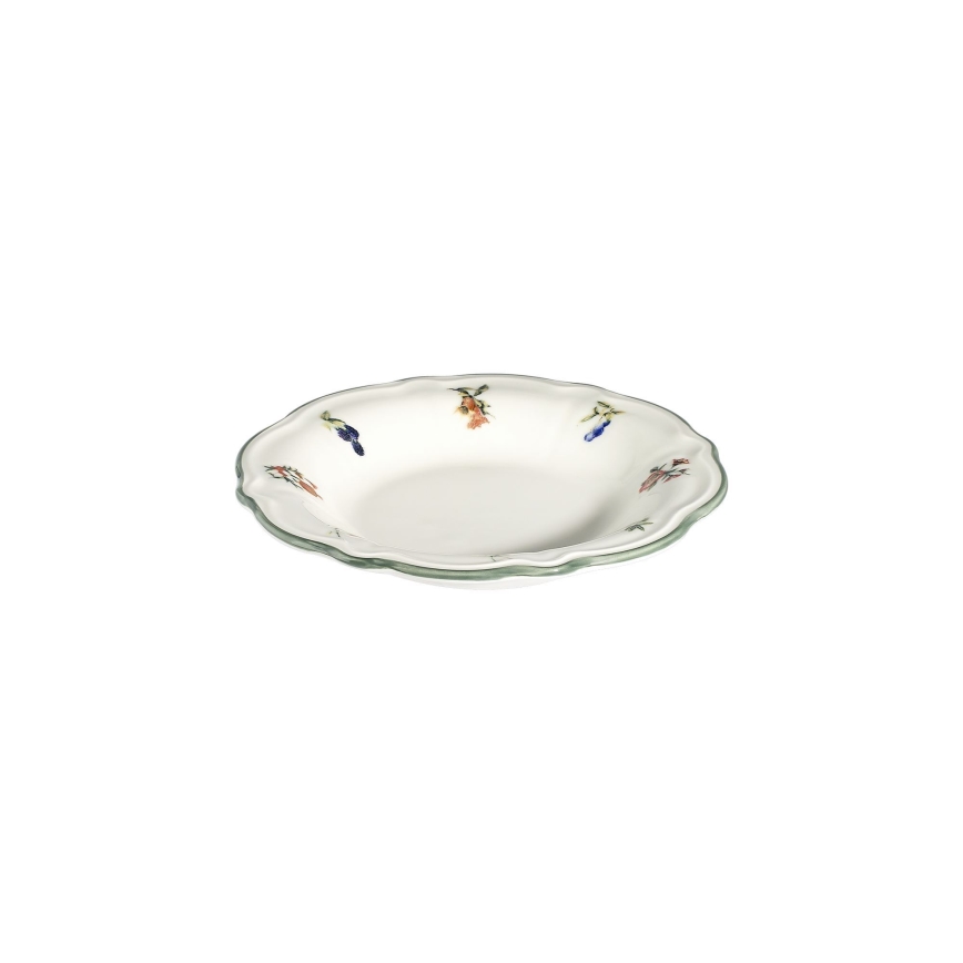 Zestaw obiadowy 24 szt. biały/zielony/porcelana